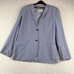 Volcom Corpo Class Blazer Mens Large Grey Blue Glen Plaid Y2K Sport Coat